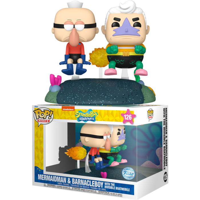Funko Pop! Rides - SpongeBob SquarePants - Mermaid Man & Barnacle Boy with Invisible Car #126 - Pop Basement