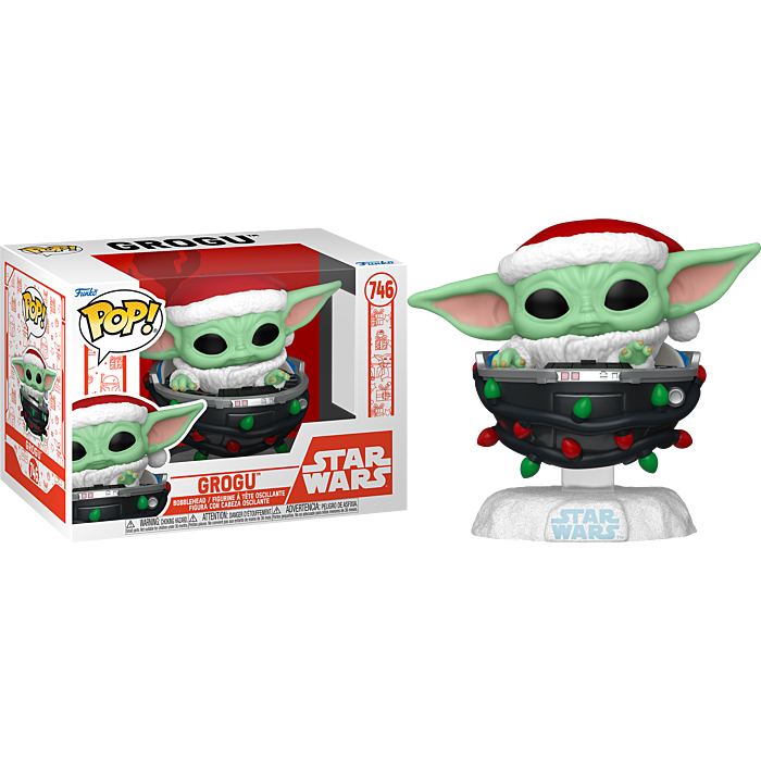 Funko Pop! Star Wars: The Mandalorian - Grogu with Santa Hat in Pram (Holiday) #746 - Pop Basement