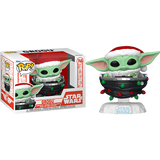 Funko Pop! Star Wars: The Mandalorian - Grogu with Santa Hat in Pram (Holiday) #746 - Pop Basement