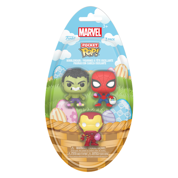 Funko Pocket Pop! Marvel Comics - The Hulk, Spider-Man & Iron Man (Easter) - 3-Pack