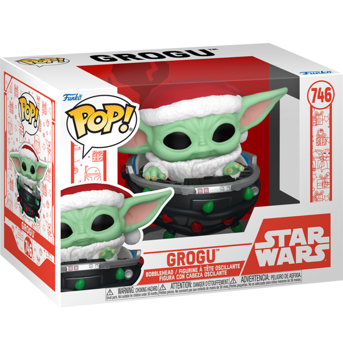 Funko Pop! Star Wars: The Mandalorian - Grogu with Santa Hat in Pram (Holiday) #746 - Pop Basement