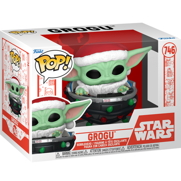 Funko Pop! Star Wars: The Mandalorian - Grogu with Santa Hat in Pram (Holiday) #746 - Pop Basement