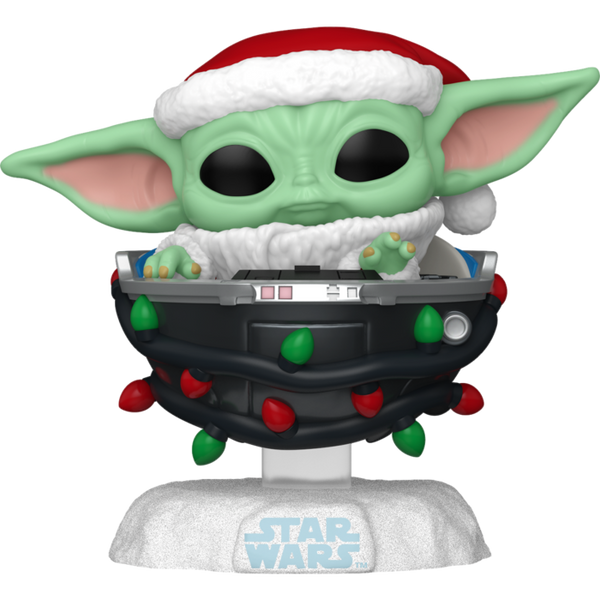 Funko Pop! Star Wars: The Mandalorian - Grogu with Santa Hat in Pram (Holiday) #746 - Pop Basement