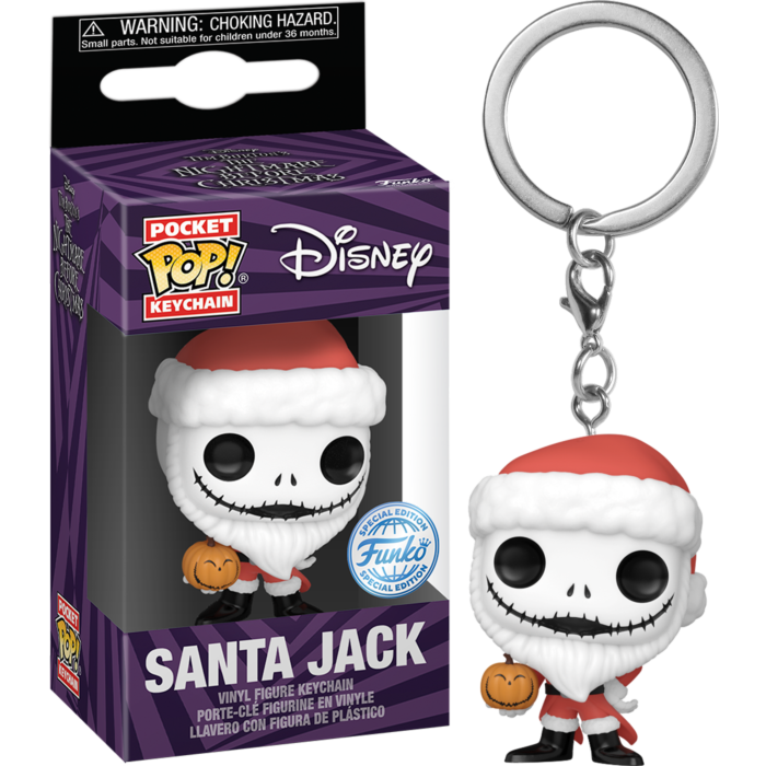 Funko Pocket Pop! Keychain - The Nightmare Before Christmas - Santa Jack with Jack-O-Lantern - Pop Basement