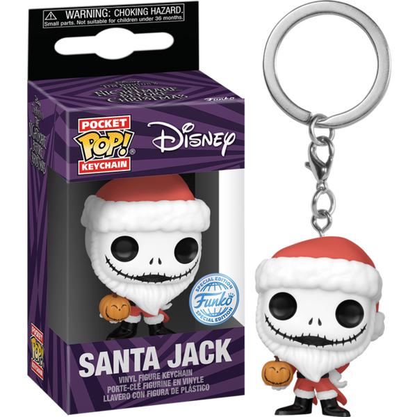 Funko Pocket Pop! Keychain - The Nightmare Before Christmas - Santa Jack with Jack-O-Lantern - Pop Basement