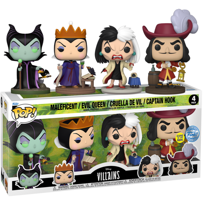 Funko Pop! Disney - Villains Glow in the Dark Pop! Vinyl Figure - 4-Pack - Pop Basement