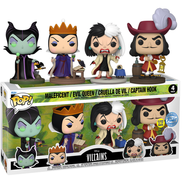 Funko Pop! Disney - Villains Glow in the Dark Pop! Vinyl Figure - 4-Pack - Pop Basement