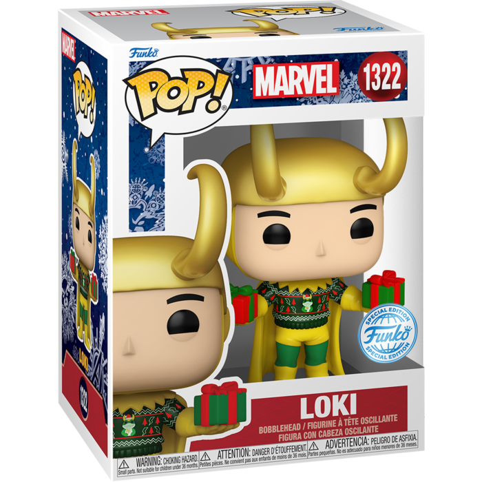 Funko Pop! Marvel - Loki with Sweater Holiday Metallic #1322 - Pop Basement