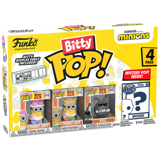Funko Pop! Minions - Tourist Jerry, Tourist Dave, Kyle & Mystery Bitty - 4 Pack - Pop Basement