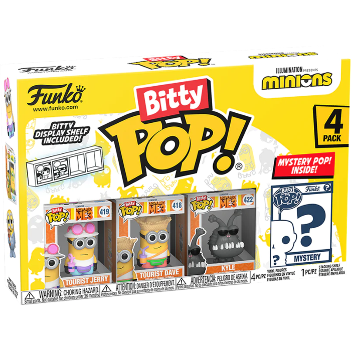 Funko Pop! Minions - Tourist Jerry, Tourist Dave, Kyle & Mystery Bitty - 4 Pack - Pop Basement