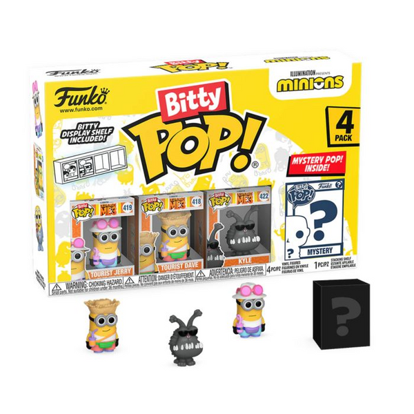 Funko Pop! Minions - Tourist Jerry, Tourist Dave, Kyle & Mystery Bitty - 4 Pack - Pop Basement