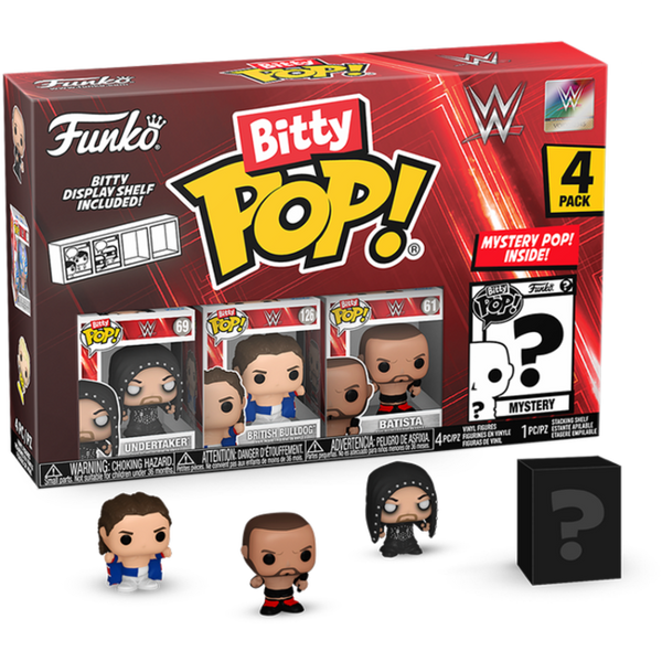 Funko Pop! WWE - Undertaker, British Bulldog, Batista & Mystery Bitty Series 04 - (4 Pack) - Pop Basement