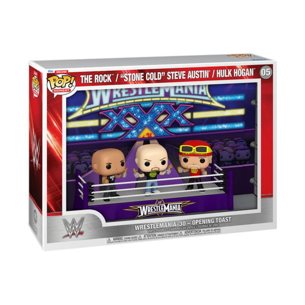 Funko Pop! WWE - WrestleMania 30 - The Rock, "Stone Cold" Steve Austin & Hulk Hogan Opening Toast #05 - Pop Basement