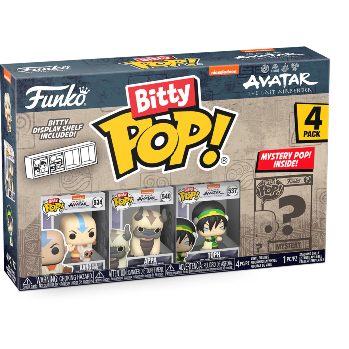 Funko Pop! Avatar - The Last Airbender - Aang, Appa, Toph & Mystery Bitty Series 01  - (4-Pack) - Pop Basement