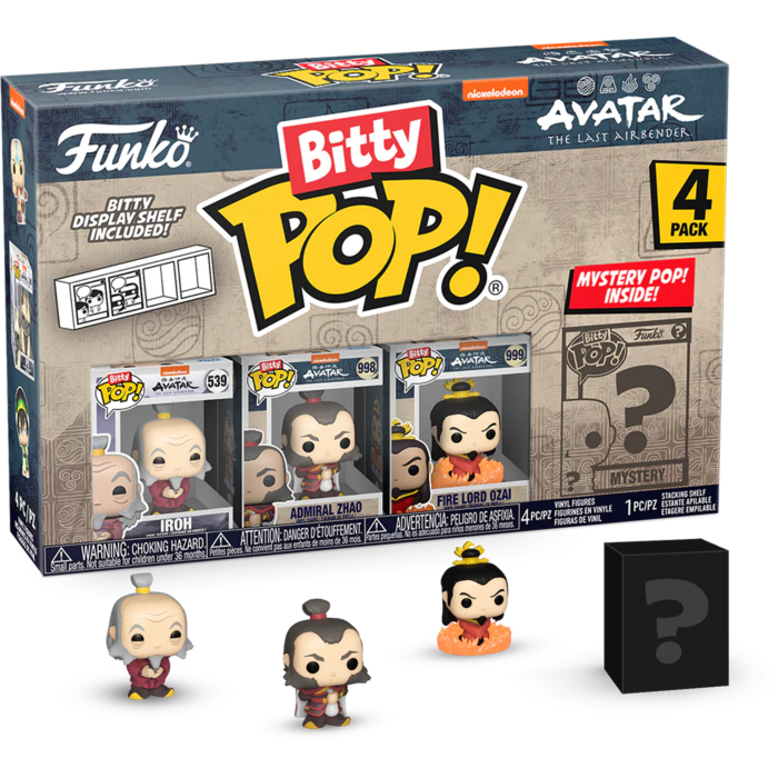 Funko Pop! Avatar - The Last Airbender - Iroh, Admiral Zhao, Fire Lord Ozai & Mystery Bitty Series 03  - (4-Pack) - Pop Basement