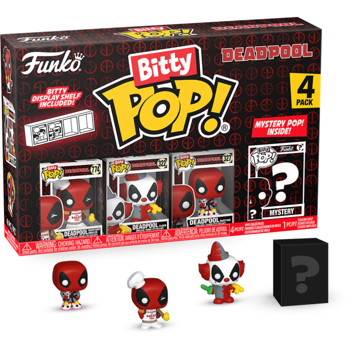 Funko Pop! Deadpool - Deadpool (Backyard Griller), Deadpool (Clown), Deadpool (Bedtime) & Mystery Bitty - 4-Pack - Pop Basement