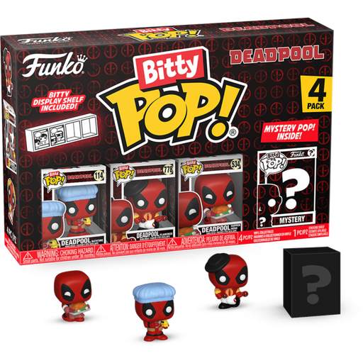 Funko Pop! Deadpool - Deadpool (Bathtime), Deadpool (Flamenco), Deadpool (Supper Hero) & Mystery Bitty - 4-Pack - Pop Basement