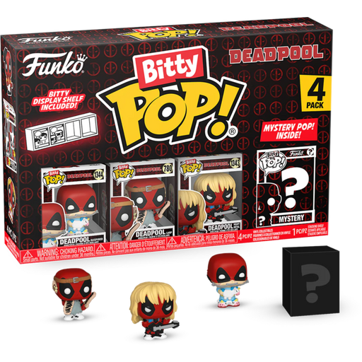 Funko Pop! Deadpool - Deadpool (Sleepover), Deadpool (Larp), Deadpool (Heavy Metal) & Mystery Bitty - 4-Pack - Pop Basement
