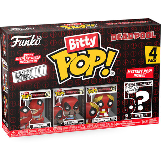 Funko Pop! Deadpool - Dinopool, Deadpool (Barista), Deadpool (Roman Senator) & Mystery Bitty - 4-Pack - Pop Basement