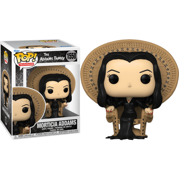 Funko Pop! The Addams Family (1964) - Morticia Addams on Wicker Chair Deluxe #1550 - Pop Basement
