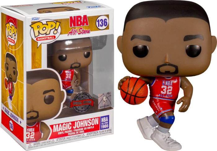 Funko Pop! NBA Basketball - Magic Johnson 1986 Red All Star Jersey #136 - Pop Basement