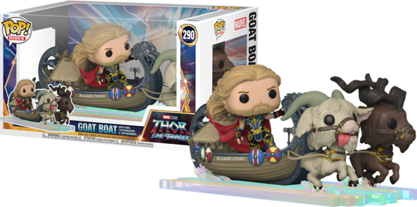 Funko Pop! Rides - Thor 4: Love and Thunder - Thor, Toothgnasher & Toothgrinder with Goat Boat #290 - Pop Basement