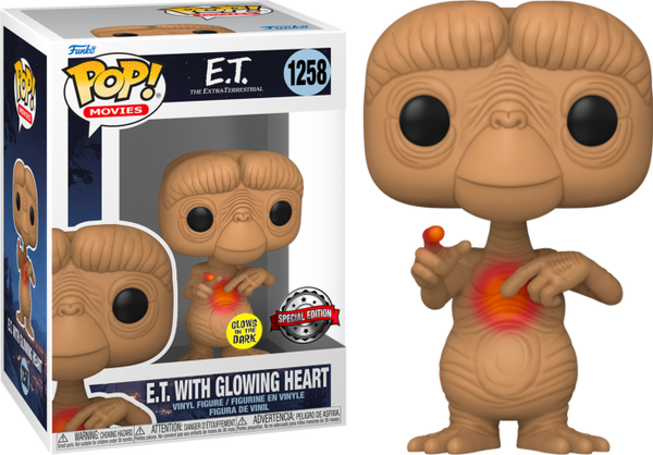 Funko Pop! E.T. The Extra-Terrestrial - E.T. with Glowing Heart 40th Anniversary Glow in the Dark #1258 - Pop Basement