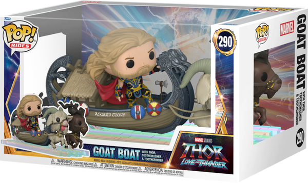 Funko Pop! Rides - Thor 4: Love and Thunder - Thor, Toothgnasher & Toothgrinder with Goat Boat #290 - Pop Basement