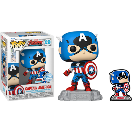 Funko Pop!  The Avengers: Beyond Earth's Mightiest - Captain America 60th with Enamel Pin #1290 - Pop Basement