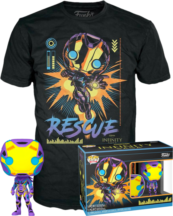 Funko Pop! The Avengers: Infinity Saga - Rescue Blacklight - Vinyl Figure & T-Shirt Box Set - Pop Basement