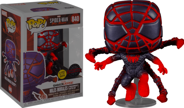 Funko Pop! Marvel's Spider-Man: Miles Morales - Miles Morales in Programmable Matter Suit Jumping Glow in the Dark #840 - Pop Basement