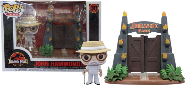 Funko Pop! Town - Jurassic Park - John Hammond with Park Gates Movie Moments #30 - Pop Basement