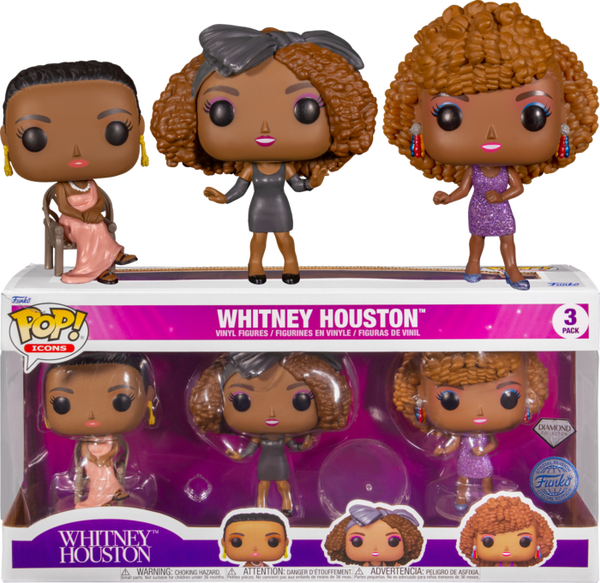 Funko Pop! Whitney Houston - Whitney Houston Diamond Glitter - 3-Pack - Pop Basement