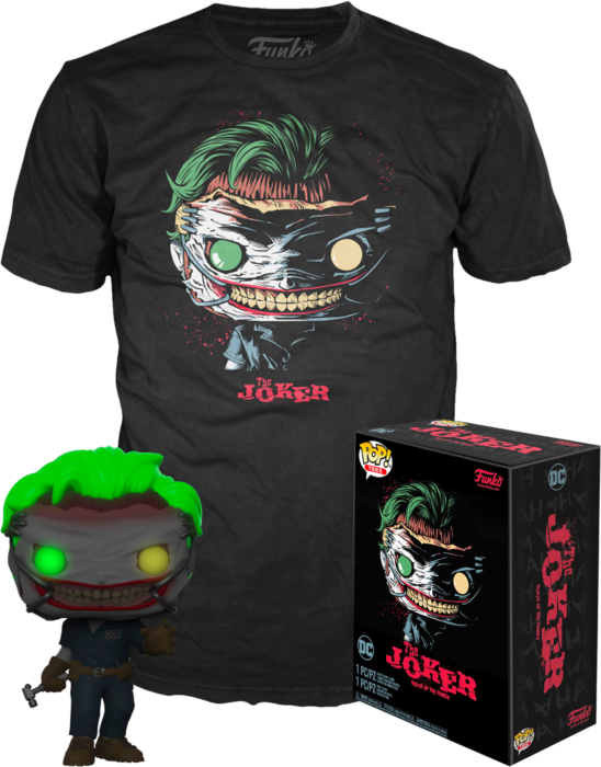 Funko Pop! Batman: Death of the Family - The Joker Glow in the Dark - Vinyl Figure & T-Shirt Box Set - Pop Basement