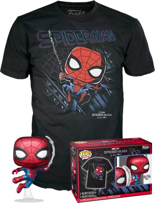Funko Pop! Spider-Man: No Way Home - Spider-Man Diamond Glitter - Vinyl Figure & T-Shirt Box Set - Pop Basement