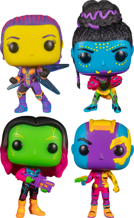 Funko Pop! Marvel: Blacklight - Shuri, Wasp, Gamora & Nebula Blacklight - Bundle (Set of 4) - Pop Basement