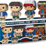 Funko Pop! Stranger Things - Dustin, Lucas, Mike & Eleven with Eggos 8-Bit - 4-Pack - Pop Basement