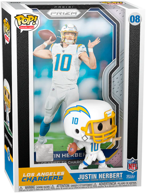 Funko Pop! Trading Cards - NFL Football - Justin Herbert Los Angeles Chargers with Protector Case #08 - Pop Basement