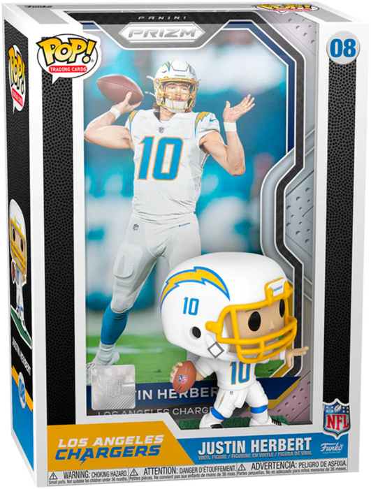 Funko Pop! Trading Cards - NFL Football - Justin Herbert Los Angeles Chargers with Protector Case #08 - Pop Basement