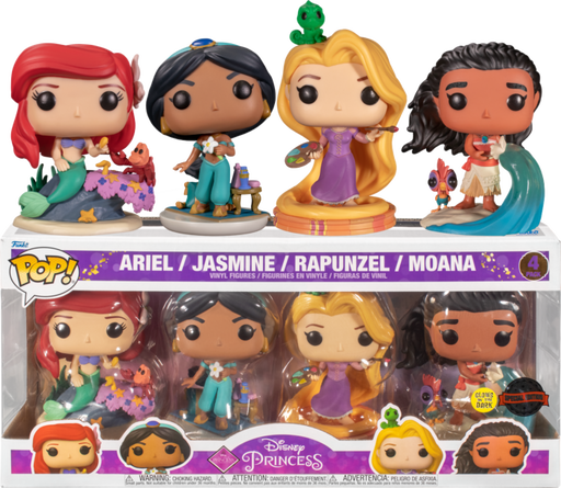 Funko Pop! Disney Princess - Ariel, Jasmine, Rapunzel & Moana Glow in the Dark - 4-Pack - Pop Basement