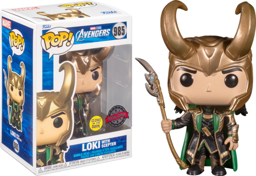 Funko Pop! The Avengers - Loki with Scepter Glow in the Dark #985 - Pop Basement