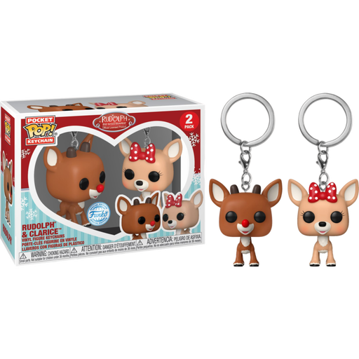 Funko Pocket Pop! Keychain - Rudolph the Red-Nosed Reindeer - Rudolph & Clarice - 2-Pack - Pop Basement