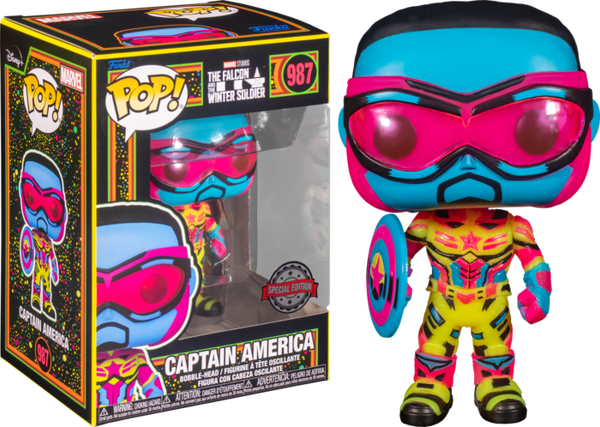 Funko Pop! The Falcon and the Winter Soldier - Captain America Blacklight #987 - Pop Basement