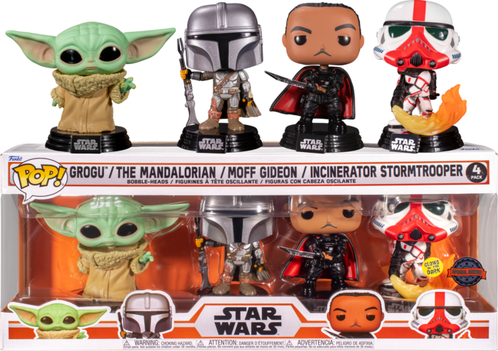 Funko Pop! Star Wars: The Mandalorian - The Mandalorian, Moff Gideon, Grogu (The Child) & Incinerator Stormtrooper - 4-Pack - Pop Basement
