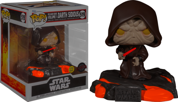 Funko Pop! Star Wars: Red Saber Series Volume 1 - Darth Sidious Glow in the Dark Deluxe #519 - Pop Basement