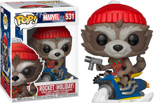 Funko Pop! Guardians Of The Galaxy - Rocket Raccoon on Snowmobile Christmas Holiday #531 - Pop Basement