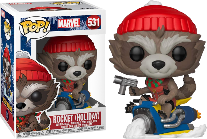Funko Pop! Guardians Of The Galaxy - Rocket Raccoon on Snowmobile Christmas Holiday #531 - Pop Basement