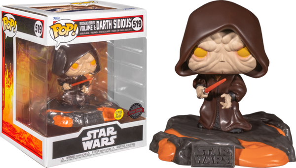 Funko Pop! Star Wars: Red Saber Series Volume 1 - Darth Sidious Glow in the Dark Deluxe #519 - Pop Basement