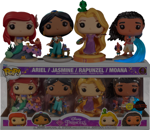 Funko Pop! Disney Princess - Ariel, Jasmine, Rapunzel & Moana Glow in the Dark - 4-Pack - Pop Basement