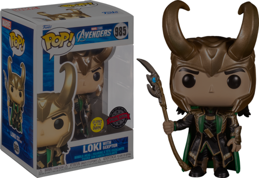 Funko Pop! The Avengers - Loki with Scepter Glow in the Dark #985 - Pop Basement